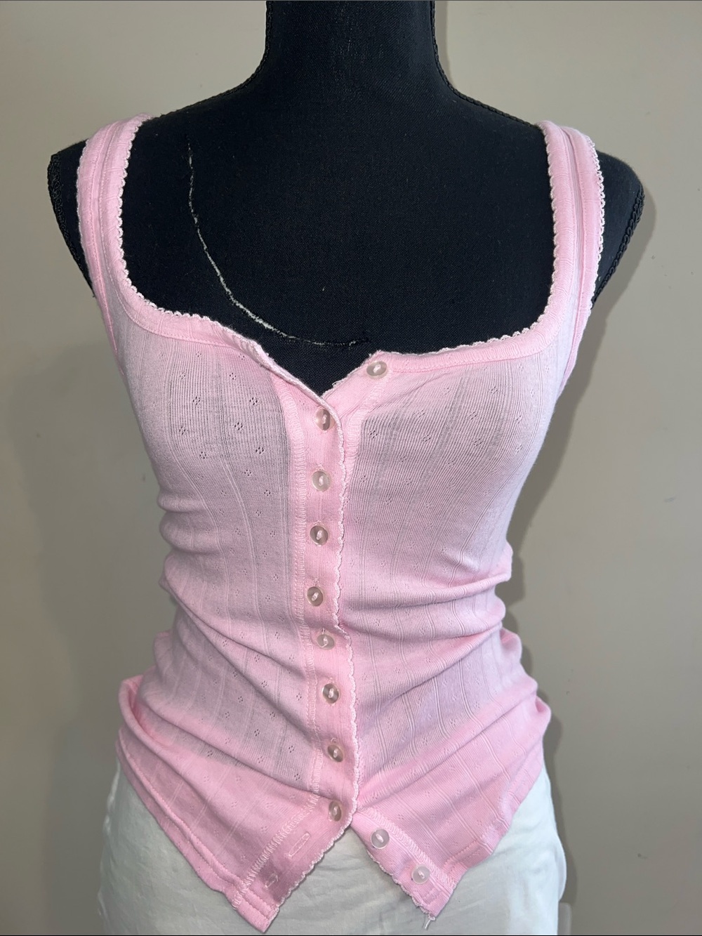 Free People Light Pink End Game Pointelle Tank